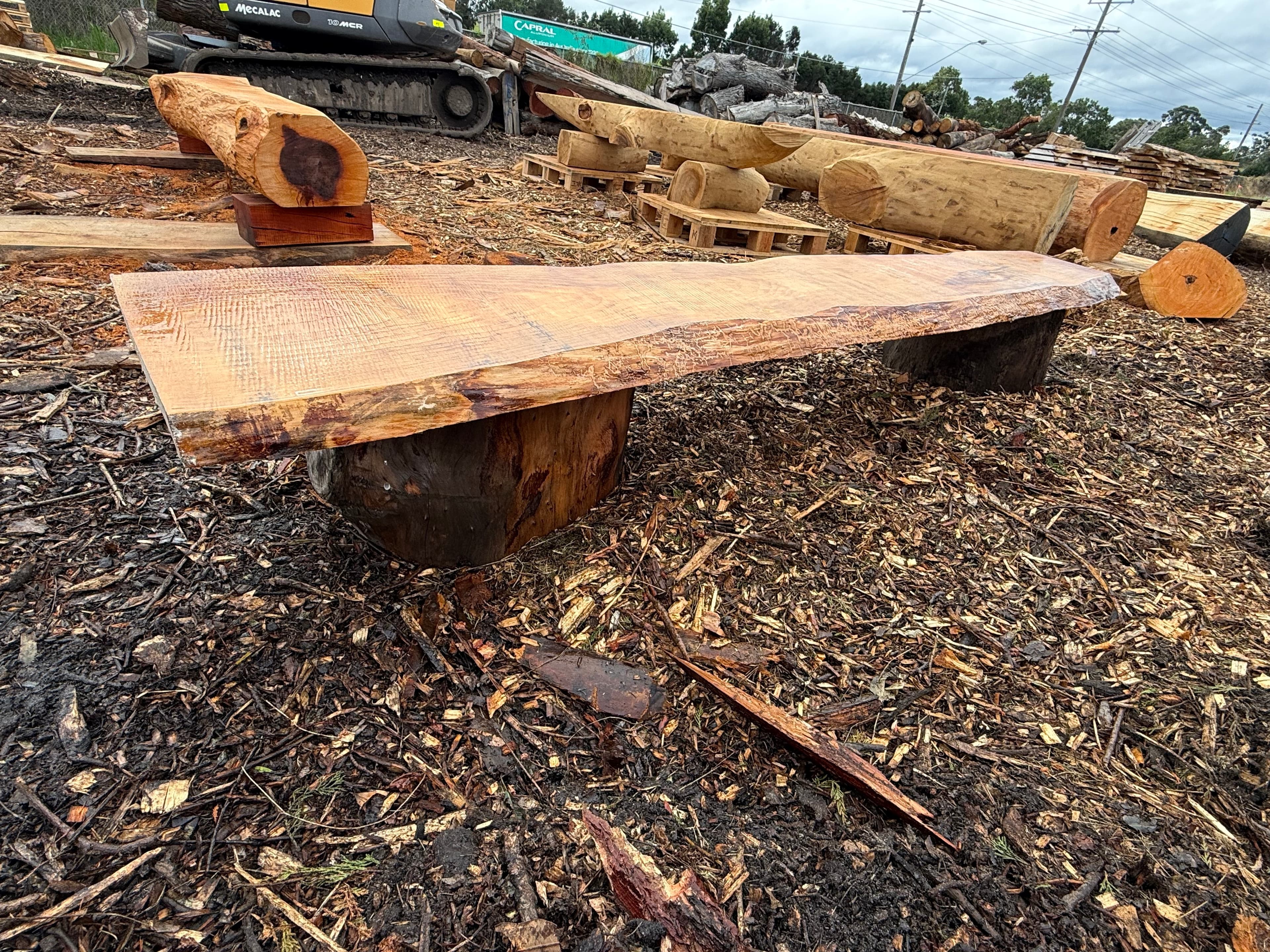 Raw hardwood planter box made from thick milled slabs